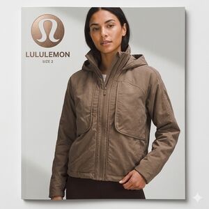 Lululemon Always Effortless Jacket Women Size2 Taupe Hooded Wind Water Resistant